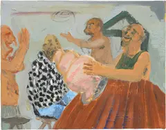 Tala Madani, Cheering, 2005, marker and oil on canvas