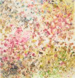 Dan Colen, Does Anybody Got an Alibi?, 2014-15, flowers on bleached Belgian linen