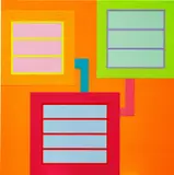 Peter Halley, Action Point, 2018, acrylic, fluorescent acrylic and Roll-a-Tex on canvas