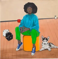 Next Move by Negyem Adonoo, 2021, acrylic and charcoal on canvas, sold Apr 2022
