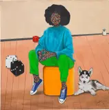 Negyem Adonoo, Next Move, 2021, acrylic and charcoal on canvas