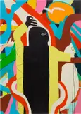Adebayo Bolaji, The Parting Of the Red Sea, 2020, acrylic, oil stick and crayon on jute