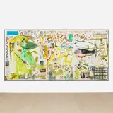 Jonathan Meese, IM WINTER KAM’S RAUS, ES WAR DER NiKOLAUS MIT MARZIPANSN (lock‘s im winter), 2007, mixed media and oil on canvas, in artist's frame, in 3 parts