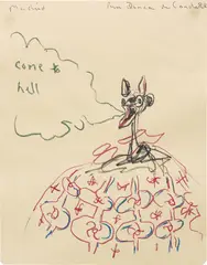 Come To Hell by George Condo, 1986, coloured pencil on paper, sold Apr 2022