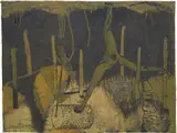 Neo Rauch, Der Brocken ist ein Deutscher, 1989, oil on canvas