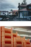 Dan Graham, Two works: (i) 'Balcon-Houses; for Chinese families, Vancouver B.C., Canada ; (ii) Kitchen Trays, Discount-House, Jersey City, N.J., 1988, colour photograph