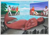 Chéri Samba, LES DEBUTS DE CHERI SAMBA, 2000, graphite, glitter and acrylic on canvas