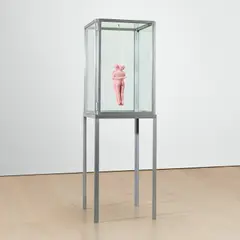 Louise Bourgeois, Couple, 2002, fabric and hanging piece in aluminium, glass and wood vitrine