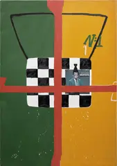 Ouattara Watts, № 1 For Miles, 1997, oil, paper and tape on canvas