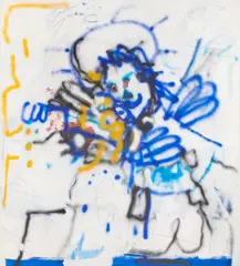 Robert Nava, Maybe Metatron, 2017, acrylic, coloured pencil and grease pencil on canvas