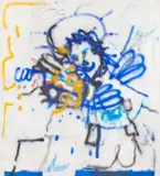 Robert Nava, Maybe Metatron, 2017, acrylic, coloured pencil and grease pencil on canvas