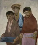 Salman Toor, Three Men with Trays, 2018, oil on panel