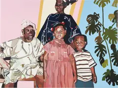 Joy Labinjo, Visiting Great Grandma, 2018, oil and household paint on canvas