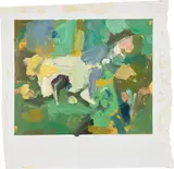 Study by Flora Yukhnovich, 2018, oil on paper, sold Jun 2022