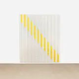 Daniel Buren, Paint on/Under Plexiglas on Serigraphy, Diagonal n° 2 – Yellow , January 2013, situated work
