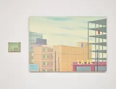 Francis Alÿs, Untitled (Installation of two works, in collaboration with Emilio Rivera), 1996, i) oil on canvas, laid on board ii) airbrush on metal sheet