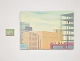 Francis Alÿs, Untitled (Installation of two works, in collaboration with Emilio Rivera), 1996, i) oil on canvas, laid on board ii) airbrush on metal sheet