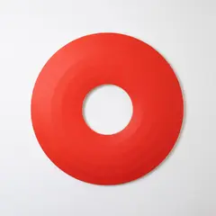 Untitled (O-Red) by Josh Sperling, 2015, acrylic on shaped canvas laid on panel, sold Jun 2022