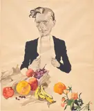 Salman Toor, Jinnah With Fruits, 2010, graphite, pen and watercolour on paper
