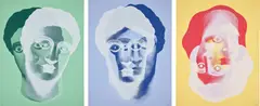 Nicolas Party, Portraits, 2018, screenprint on paper, in 3 parts