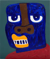 Blue Face 2 by Isshaq Ismail, 2019, acrylic on canvas, offered Jun 2022