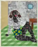 Odinakachi Okoroafor, Isolation III, 2020, acrylic, paper collage and textile ink on canvas