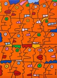 Thierry Noir, Fruits are piling up in front of me. It is a good idea! I am going to buy clementines for tonight’s desert, 2019, acrylic on canvas