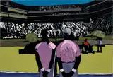 Reggie Burrows Hodges, First Serve, 2019, acrylic and pastel on canvas