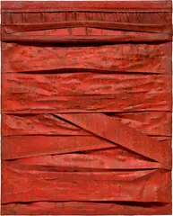 Salvatore Scarpitta, Red Freight, 1961, bandages and mixed media on canvas
