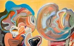 Austyn Weiner, Working Through Not Knowing A Damn Thing About Any Thing, 2020, oil and acrylic on panel, in 2 parts