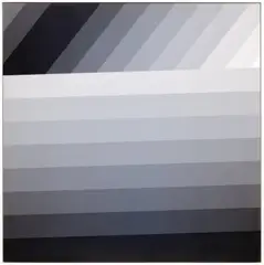 Cory Arcangel, Photoshop CS: 60 by 60 inches, RGB, square pixels, default gradient "Grey Value Shapes", mousedown y=17960 x=620, mouseup y=20 x=0; photoshop tool "Wand", click= y=500 x=1940, tolerance=50; default gradient "Grey Value Shapes", mousedown y=120 x=5040, 2013, c-print, in artist's frame