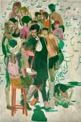Salman Toor, Immigrant Gathering, 2016, oil on canvas