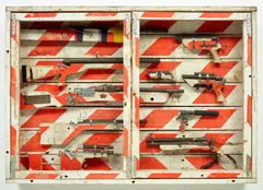 Tom Sachs, Pleasure Chest, 1995, painted wood, metal, tape, plastic, leather and Plexiglas