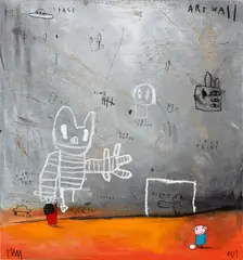 Art wall by Edgar Plans, 2009, oil, pastel and coloured pencil on panel, sold Oct 2022