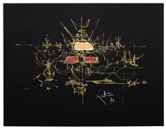 Joubardes by Georges Mathieu, 1977, gouache and felt collage on paper, offered Oct 2022