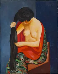 Moïse Kisling, Jeune femme assise se coiffant, 1918, oil on canvas