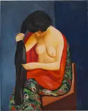 Moïse Kisling, Jeune femme assise se coiffant