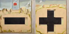 Passion Play I by Francesco Clemente, 2001, oil on linen, diptych, sold Oct 2022
