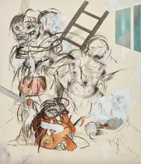 Ahmed Alsoudani, Untitled, 2007, charcoal, acrylic and oil on canvas