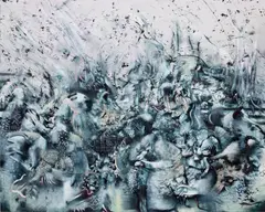 Ali Banisadr, Initiation, 2017, oil on linen