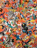 Borna Sammak, Untitled, 2018, beach towels, vinyl and embroidery on canvas