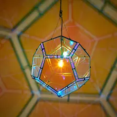 Dodecahedron Lamp by Ólafur Elíasson, 2005, colour effect filter glass, steel and halogen bulb, sold Oct 2022