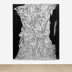 Untitled by Anselm Reyle, 2005, acrylic and PVC foil on canvas, in acrylic box frame, sold Oct 2022