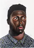 Moses Sumney by Otis Kwame Kye Quaicoe, 2019, oil on card, offered Oct 2022