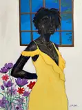 Wahab Saheed, Daytime Blues, 2021, acrylic, charcoal, chalk and oil pastel on canvas