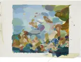 Flora Yukhnovich, Study, 2018, oil and masking tape on paper