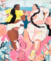 Updating by Cristina BanBan, 2018, acrylic and spray paint on canvas, sold Dec 2022