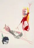 Andi Fischer, Ritter wo am Boden liegt, 2018, oil pastel on canvas