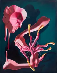 Cathrin Hoffmann, As Though, 2021, oil and yarn on canvas