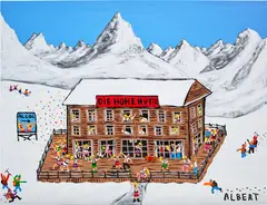 Albert Willem, A Popular Mountain Refuge, 2020, acrylic on canvas